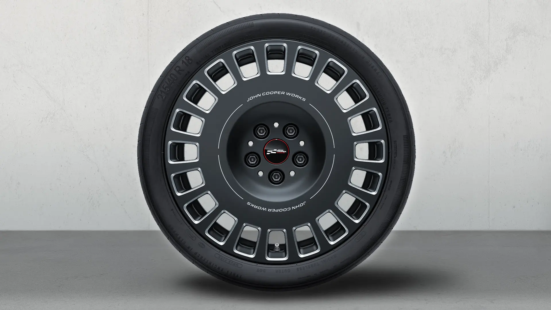 MINI JCW 18" Rallye eiker 964 hjul i Frozen Midnight Grey og diamantfrest finish.