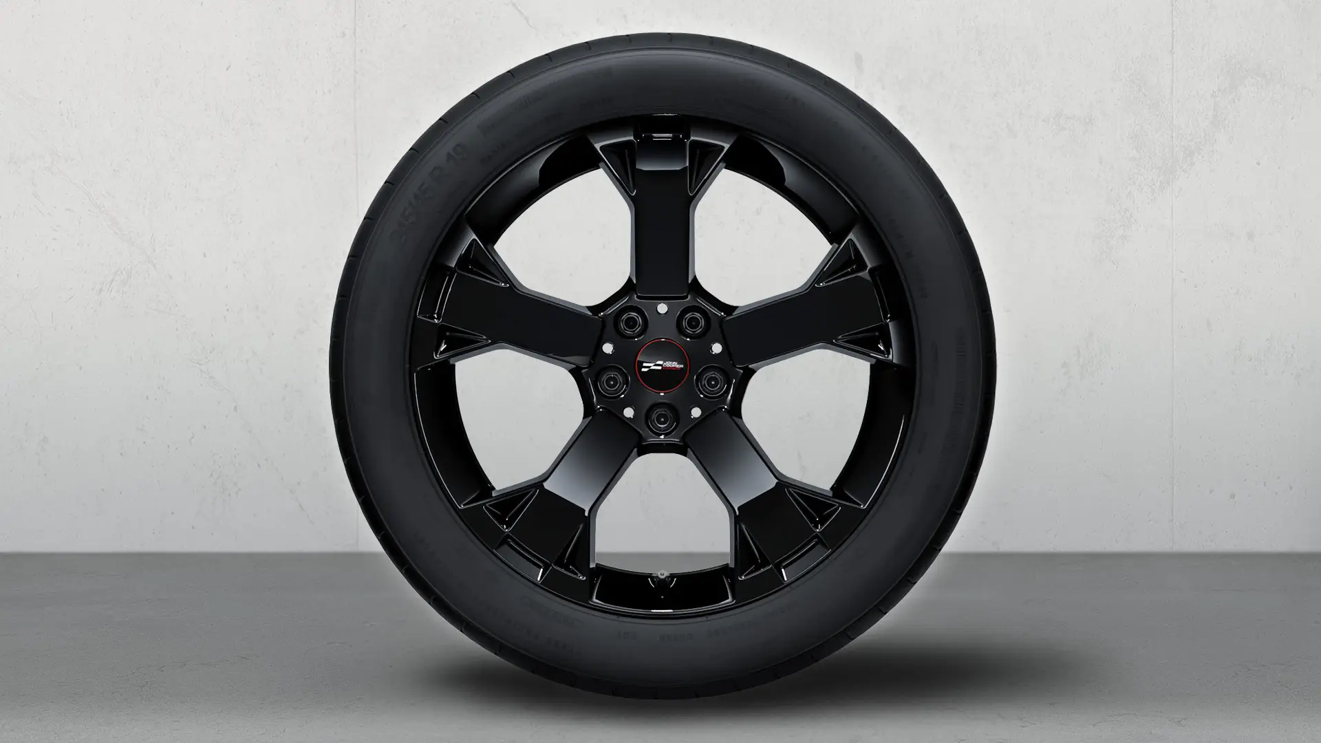 Nærbilde av eikene på en 19" MINI JCW felg med Runway eiker 948 i Jet Black.