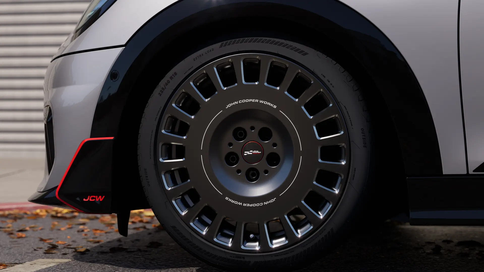 MINI John Cooper Works lettmetallfelg – med godkjent, stjernemerket dekk. 