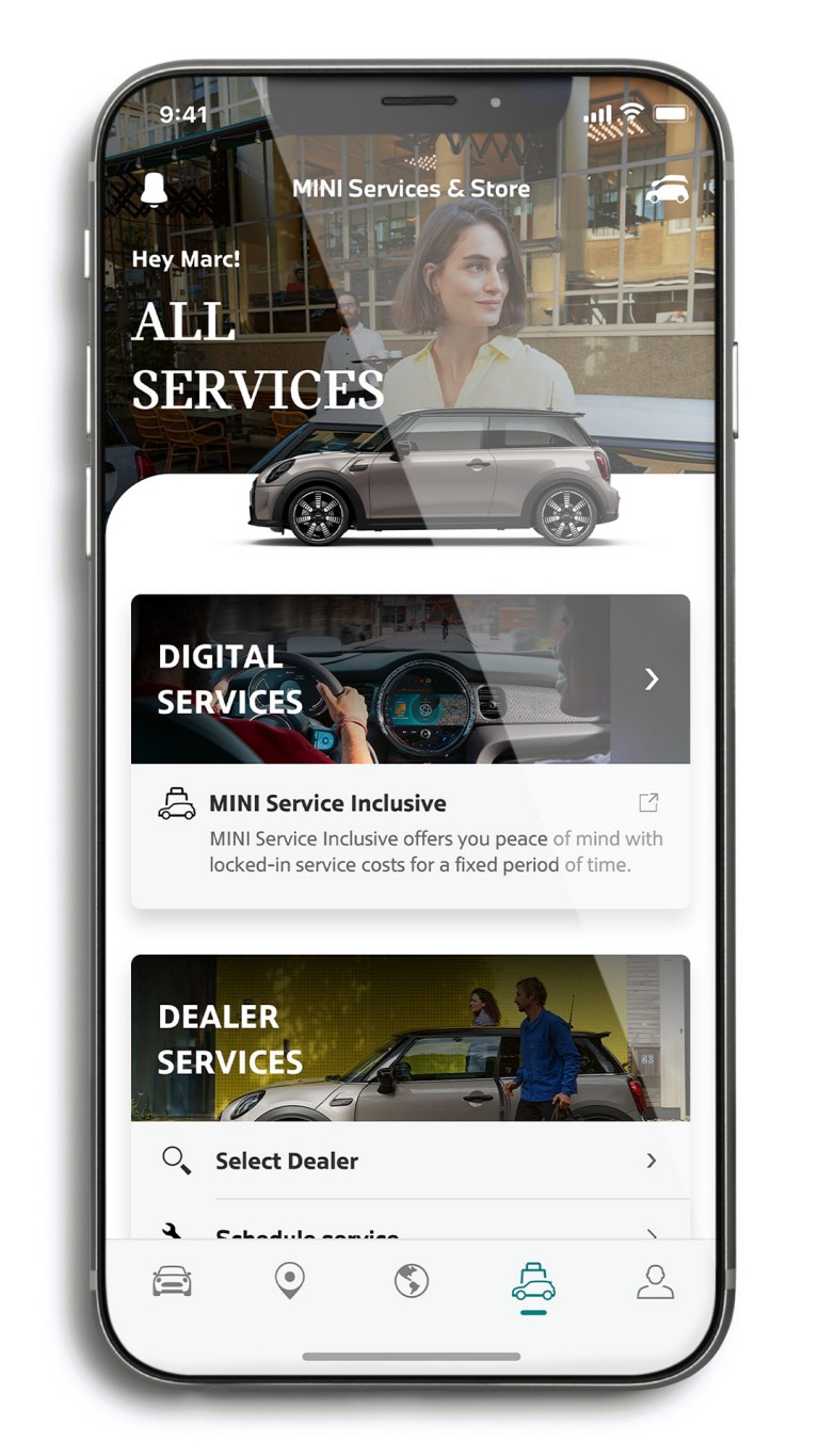 mini connected – app for mini – administrer tjenestene