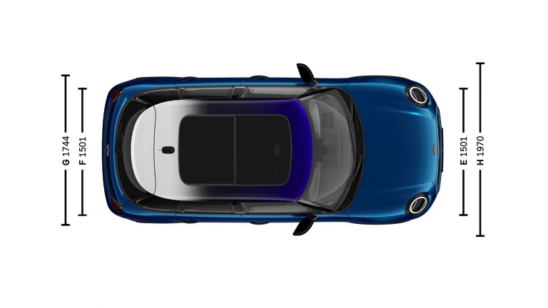 MINI Cooper 5-dører – dimensjoner – introduksjonsbilde i fugleperspektiv